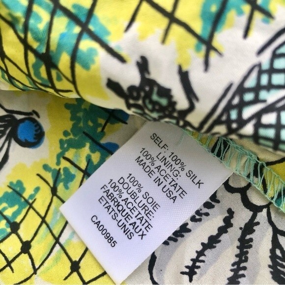 Nanette Lepore Silk Wrap Top Printed Coastal Beach Turquoise Yellow 4 - Picture 5 of 6